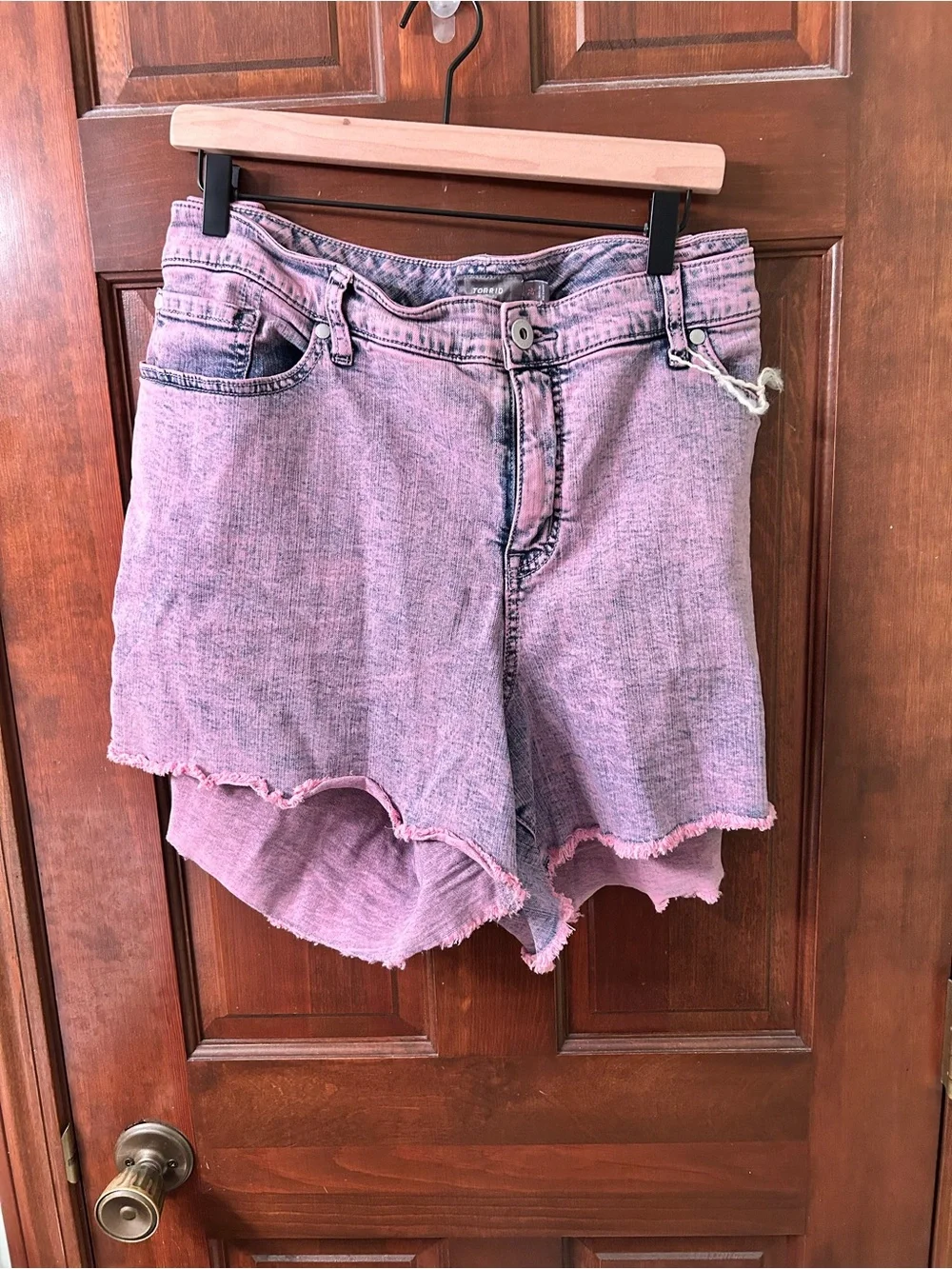 torrid Cute Pink Washed High-Rise Denim Cutoff Shorts. Size 24